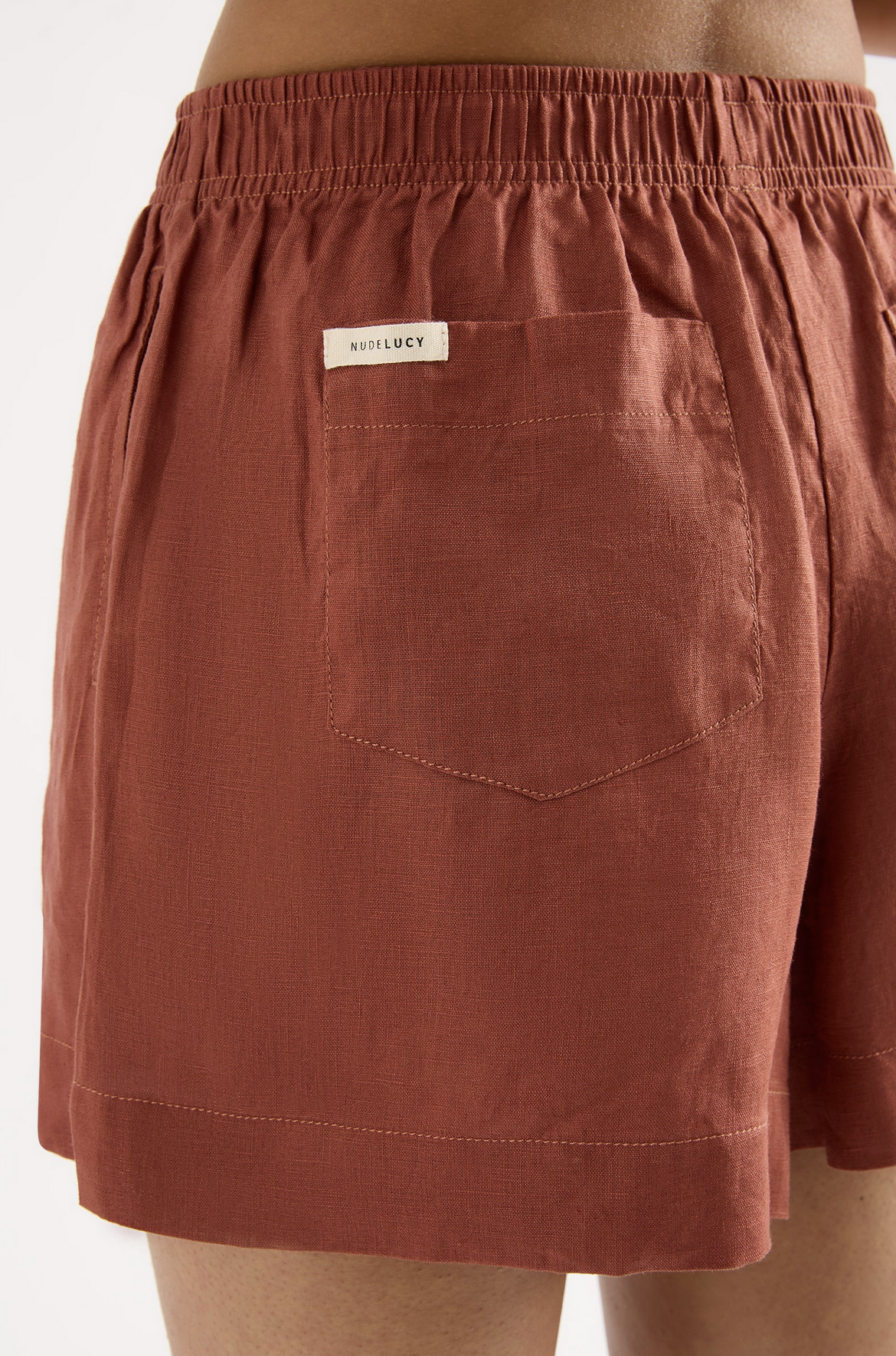 LOUNGE LINEN SHORTS | RUST