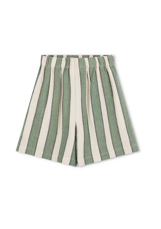 EUCALYPTUS STRIPE ORGANIC COTTON SHORTS