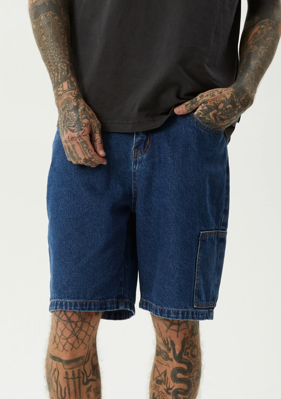 SCORCHED HARPER - BAGGY FIT CARPENTER SHORT 22 INCH  | AUTHENTIC BLUE