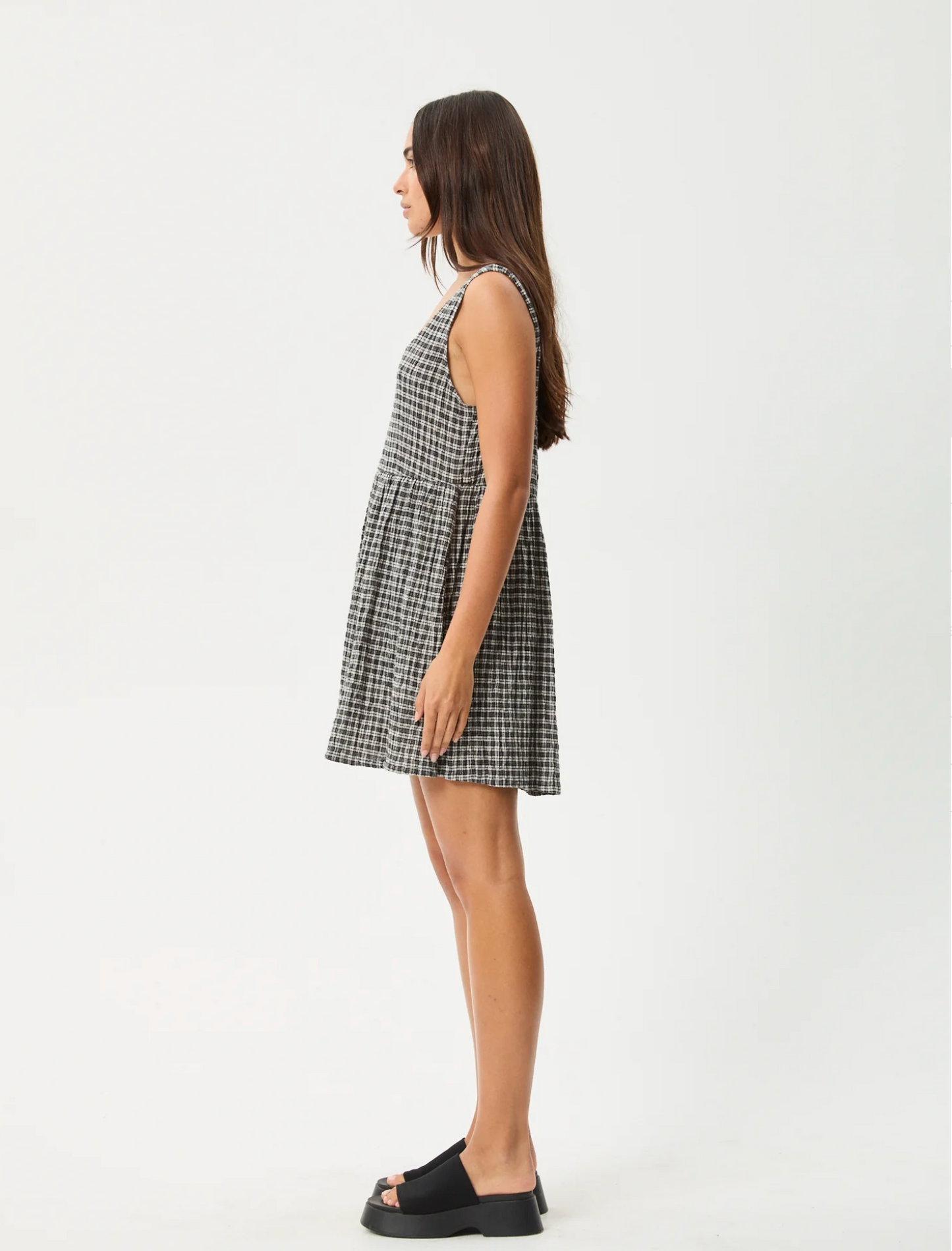 ASTA JESSE SEERSUCKER MINI DRESS | STEEL CHECK