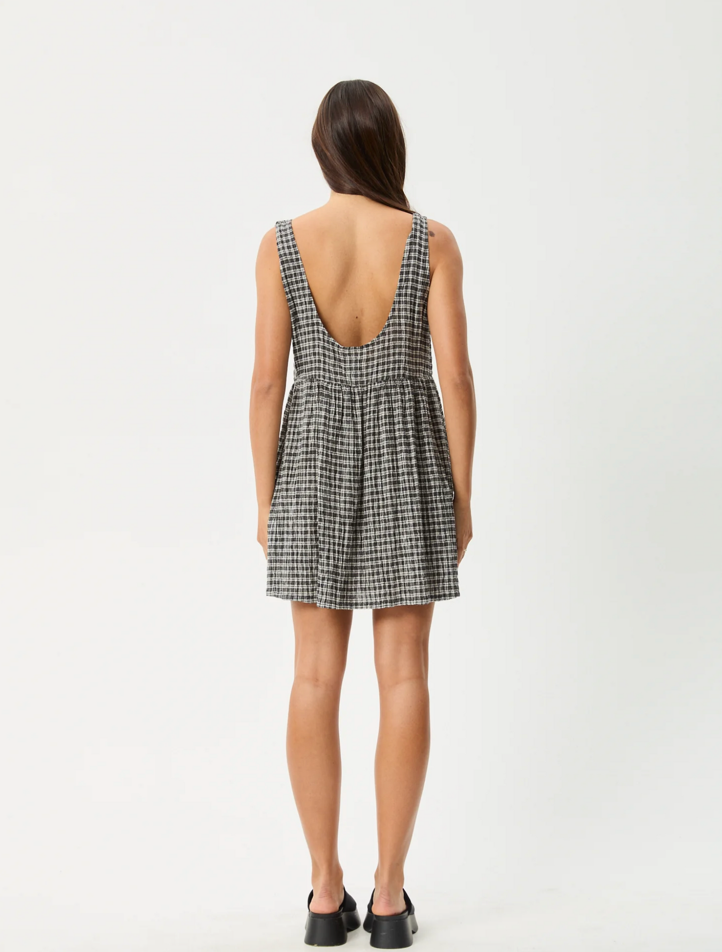 ASTA JESSE SEERSUCKER MINI DRESS | STEEL CHECK