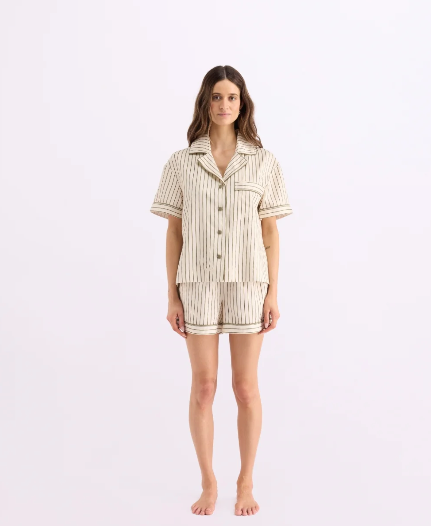 SHORT SLEEVE SHIRT | MATCHA STRIPES