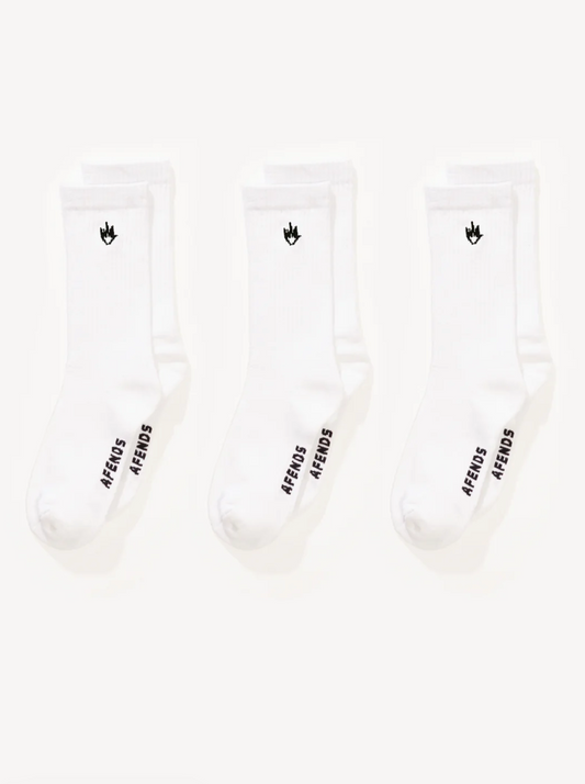 FLAME - SOCKS THREE PACK | WHITE