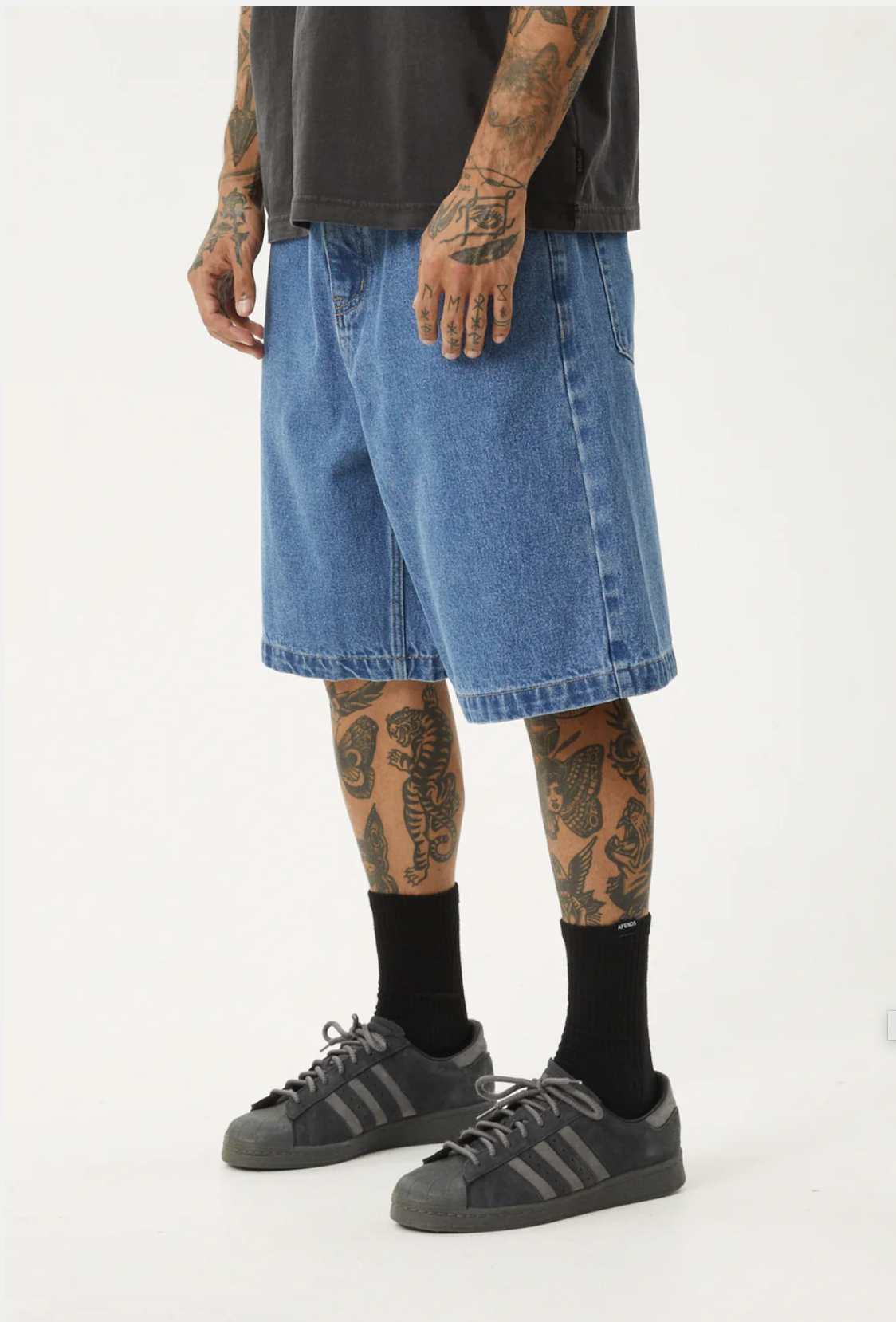 LIL C - DENIM BAGGY FIT SHORT 22 INCH  | WORN BLUE