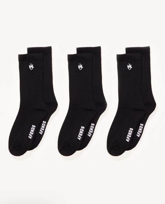 FLAME - SOCKS THREE PACK | BLACK