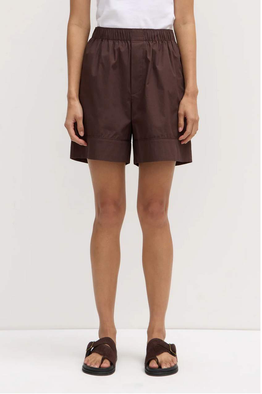 CLEO LONGLINE POPLIN SHORT | GANACHE