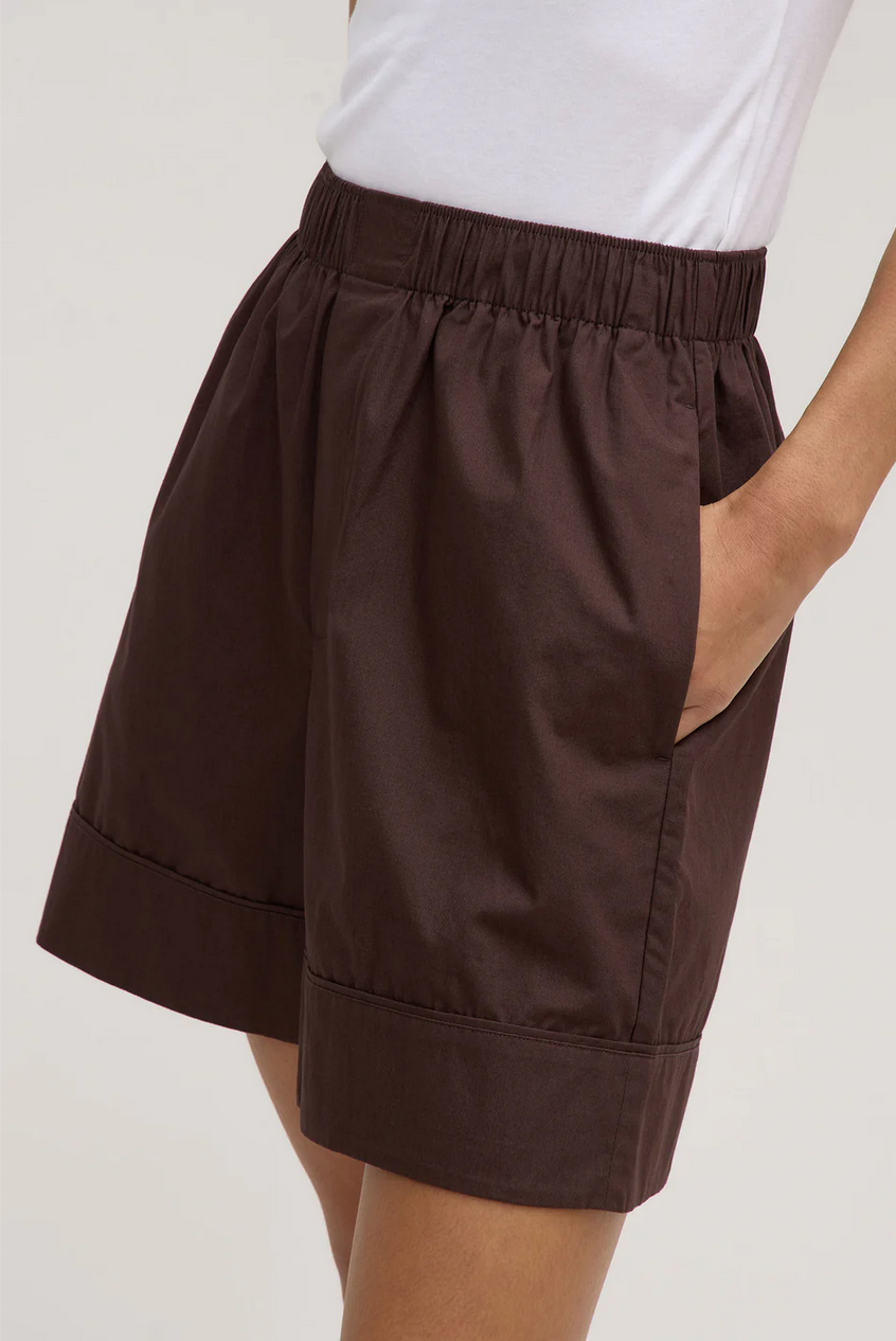 CLEO LONGLINE POPLIN SHORT | GANACHE