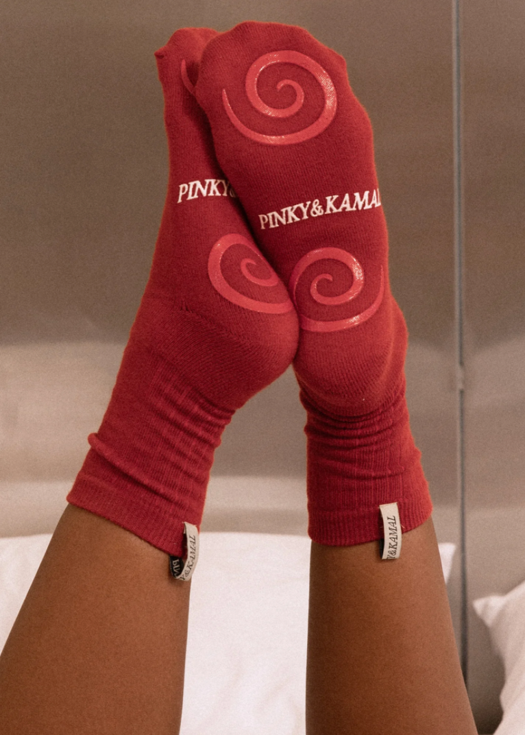 Pinky & Kamal Pilaties Spiral Grip Sock Red