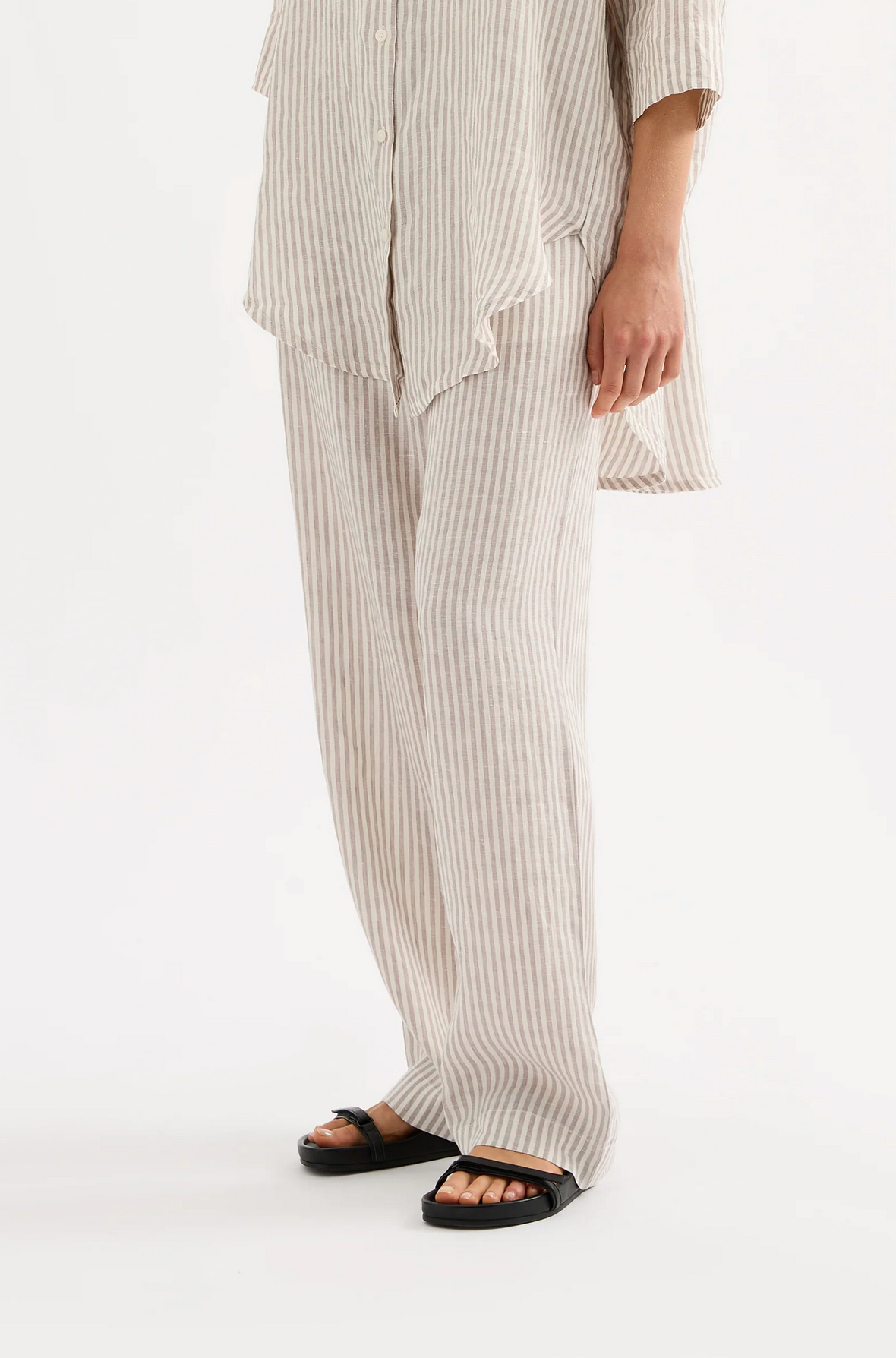 LOUNGE STRIPE LINEN PANT | SILVER STRIPE