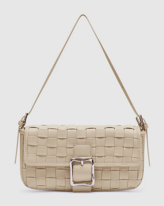 LENA WOVEN BAGUETTE BAG | ECRU SOFT