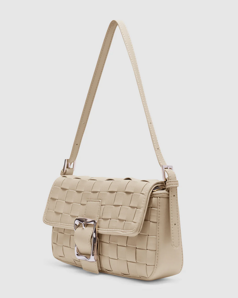 LENA WOVEN BAGUETTE BAG | ECRU SOFT