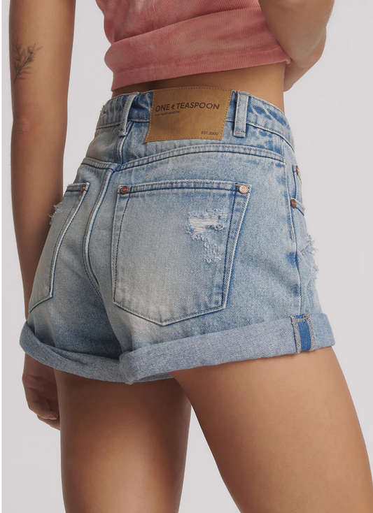 SALTY DOG MESSED UP BANDITS | HIGH WAIST DENIM SHORTS