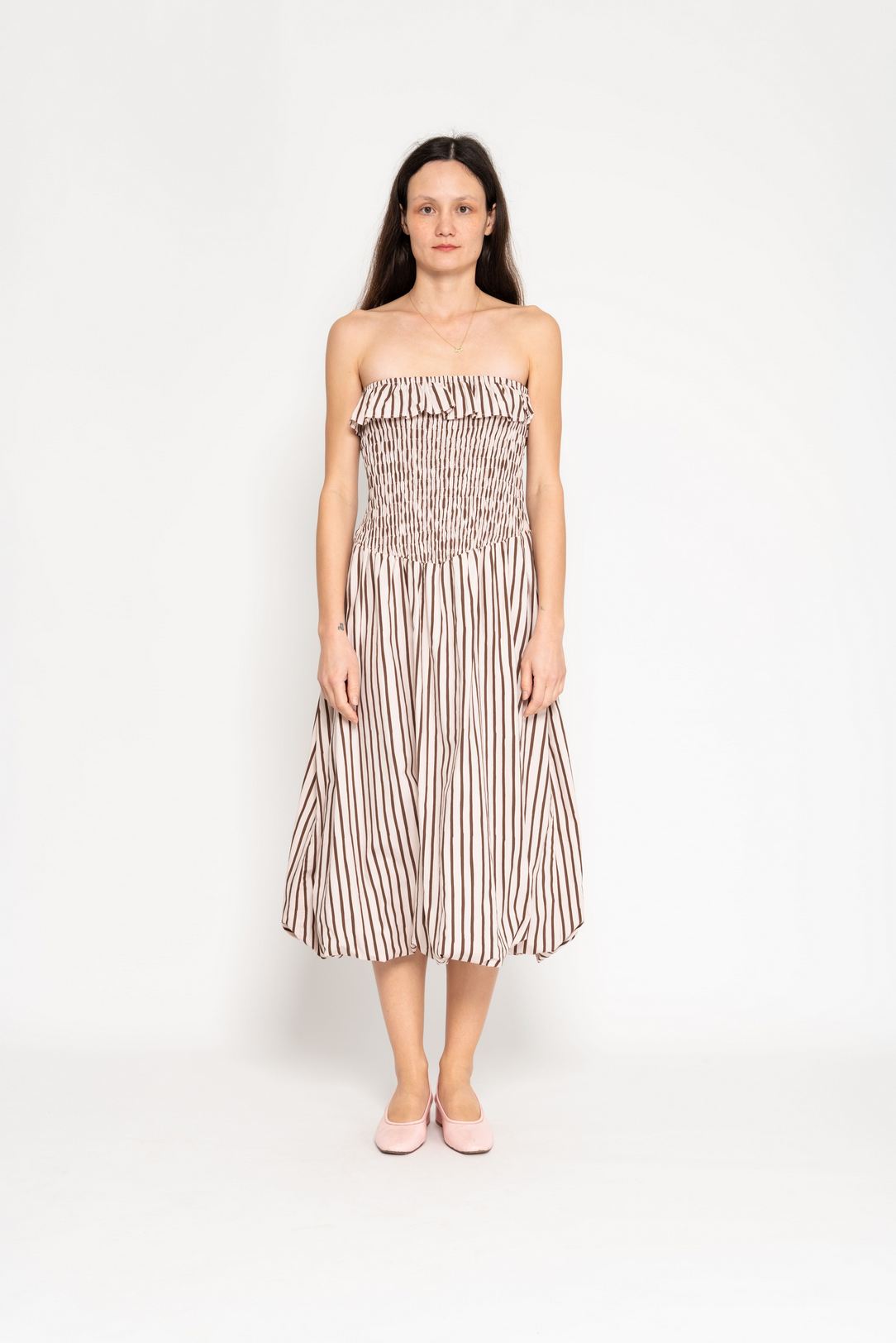 STRAPLESS BUBBLE DRESS | SANDY STRIPE