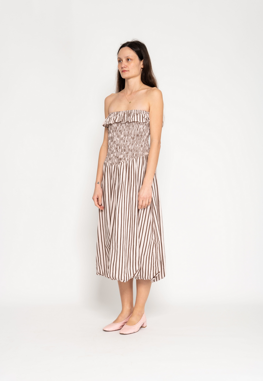 STRAPLESS BUBBLE DRESS | SANDY STRIPE