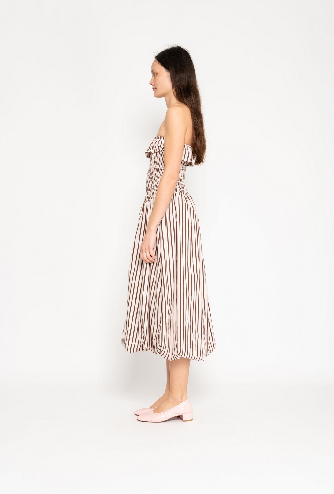 STRAPLESS BUBBLE DRESS | SANDY STRIPE