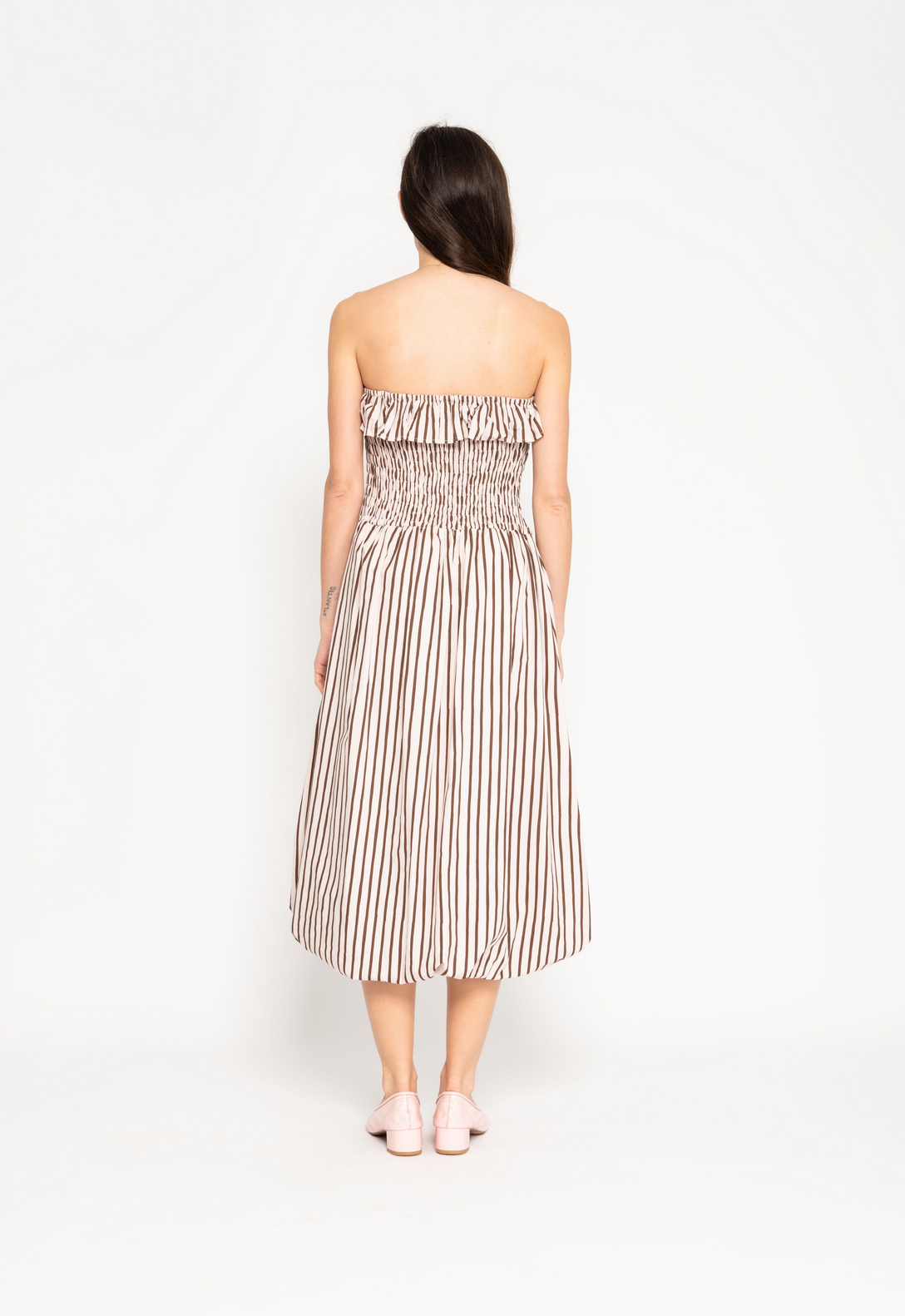 STRAPLESS BUBBLE DRESS | SANDY STRIPE