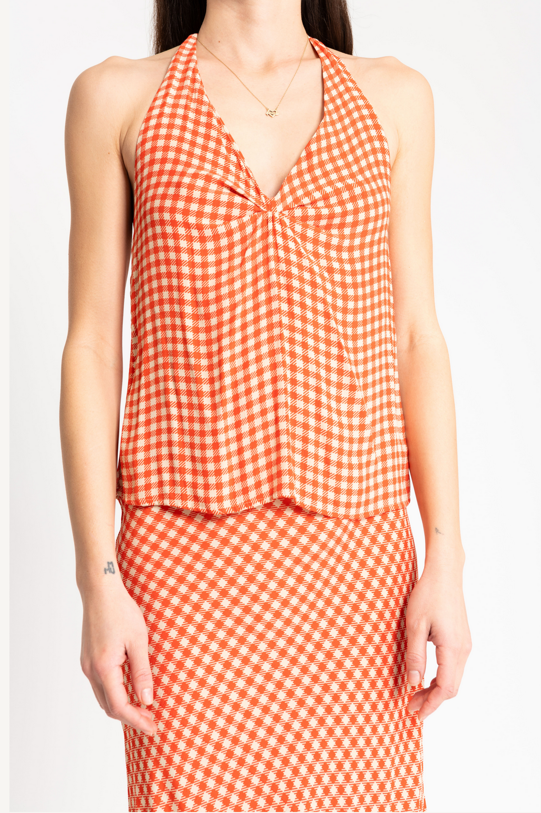 GINGHAM HALTER TOP | RED