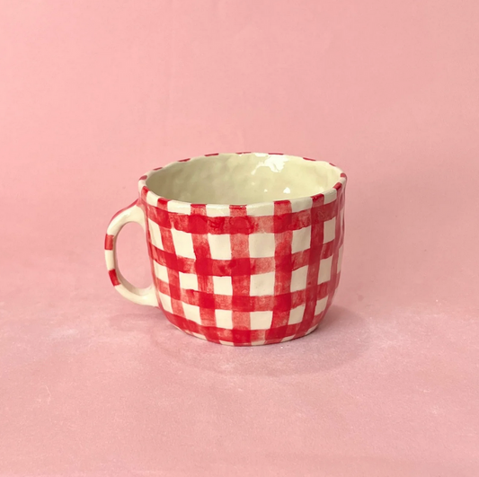 RED GINGHAM MUG