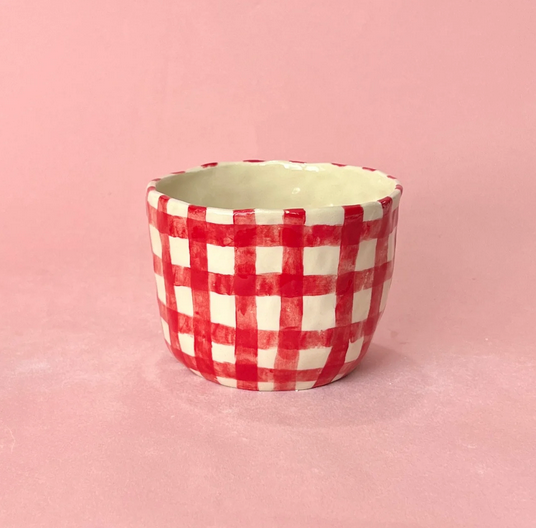 RED GINGHAM MUG