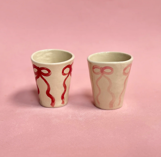 BOWS ON BOWS ON BOWS LATTE CUP | RED