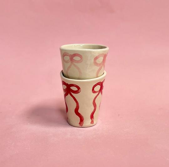 BOWS ON BOWS ON BOWS LATTE CUP | RED