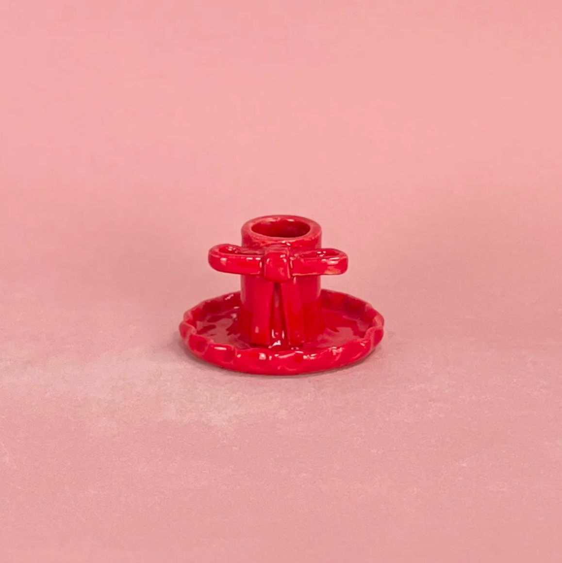 RED BOW CANDLESTICK HOLDER