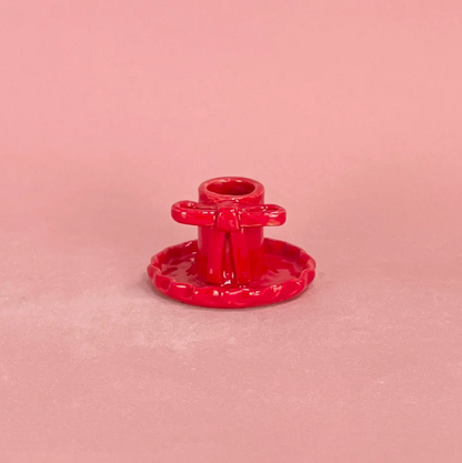 Alessia E Art Red Bow Candlestick Holder