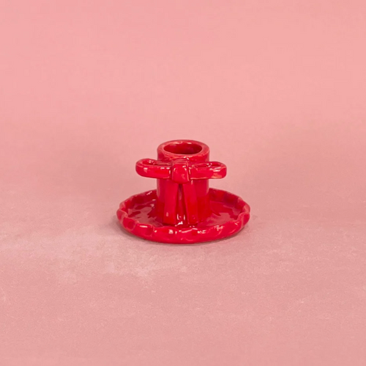 RED BOW CANDLESTICK HOLDER