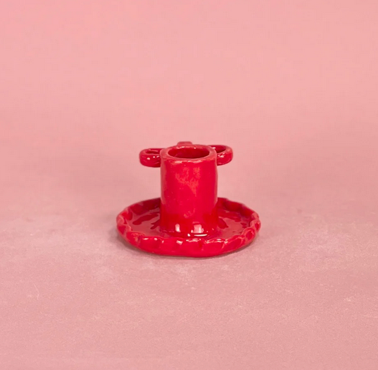 RED BOW CANDLESTICK HOLDER