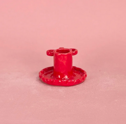 RED BOW CANDLESTICK HOLDER