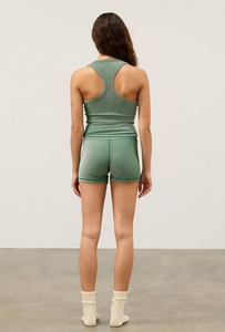 STRIPE RIB 4 INCH BIKE SHORTS | TALLOW GREEN
