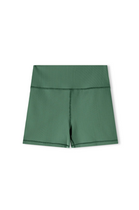 STRIPE RIB 4 INCH BIKE SHORTS | TALLOW GREEN
