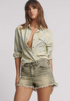 TRUCKERS MID WAIST DENIUM SHORTS | BURNT KHAKI
