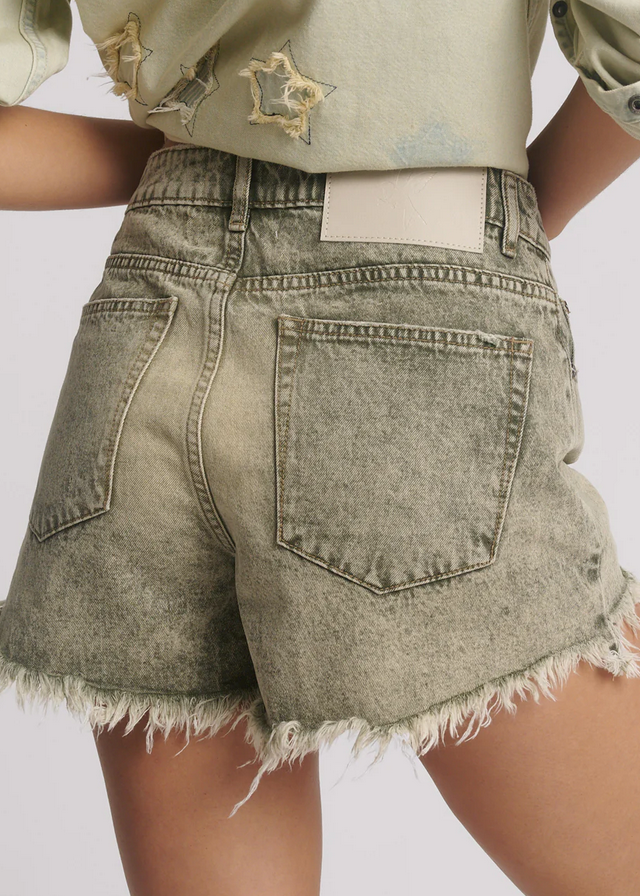 TRUCKERS MID WAIST DENIUM SHORTS | BURNT KHAKI
