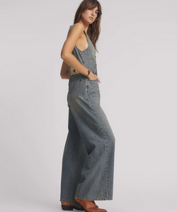 WIDE LEG FITTED DENIM JUMPSUIT | DIRTY BLUE LOVE