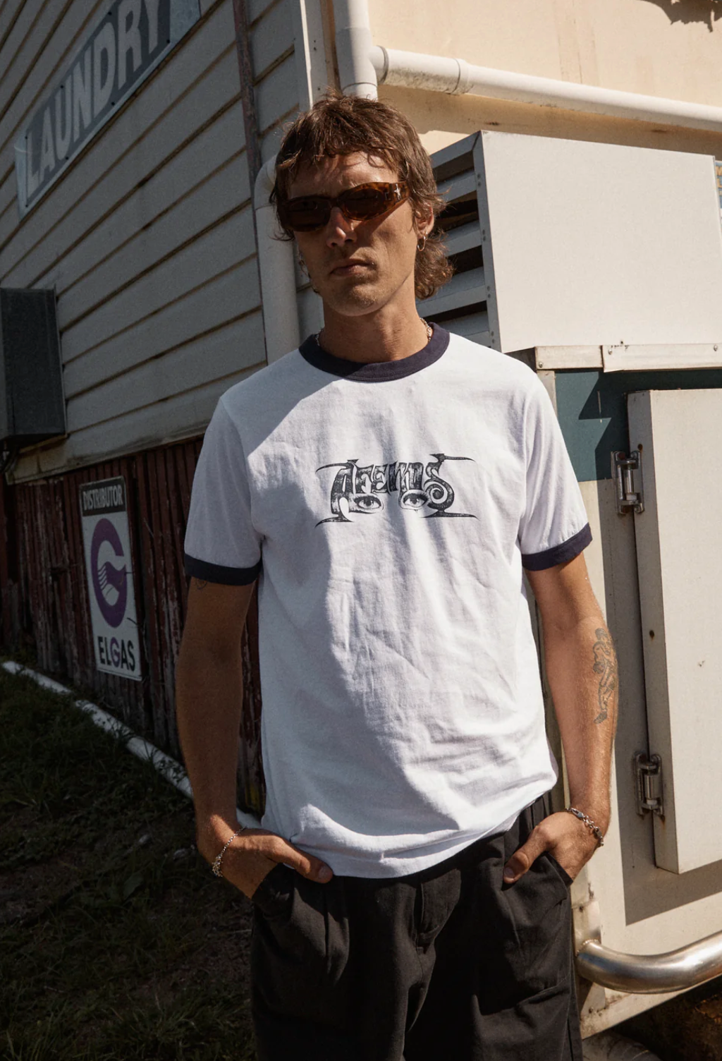 ALL EYEZ RINGER TEE | WHITE/DEEPSEA