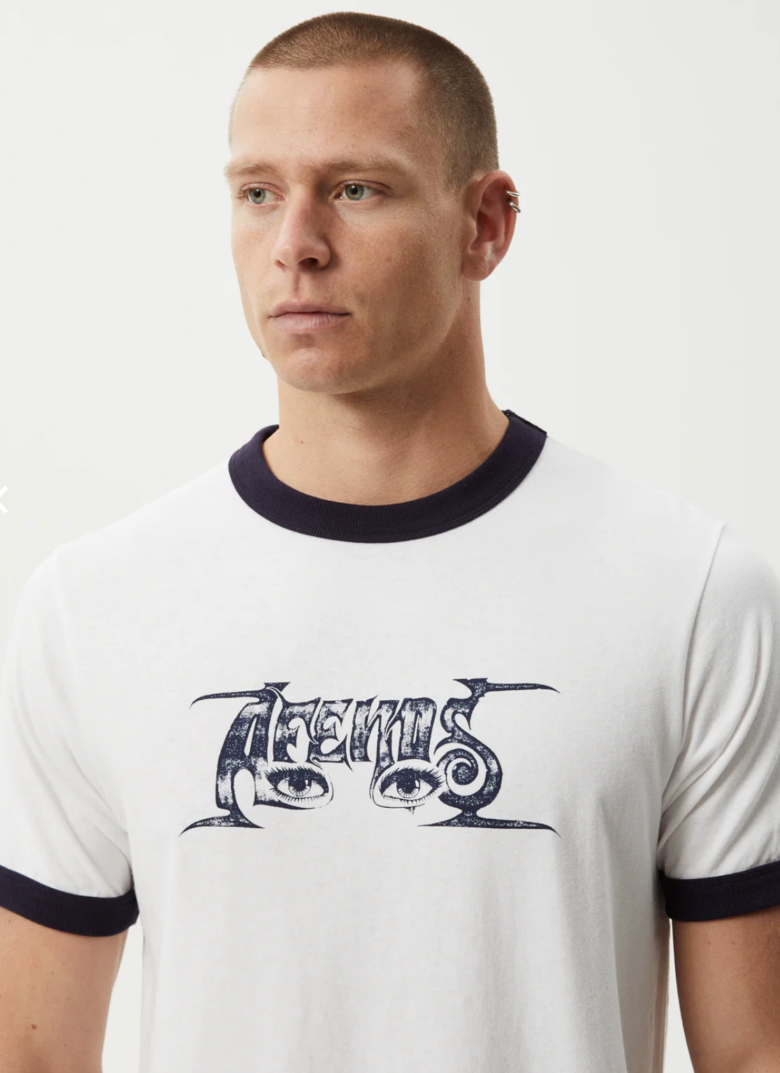 ALL EYEZ RINGER TEE | WHITE/DEEPSEA