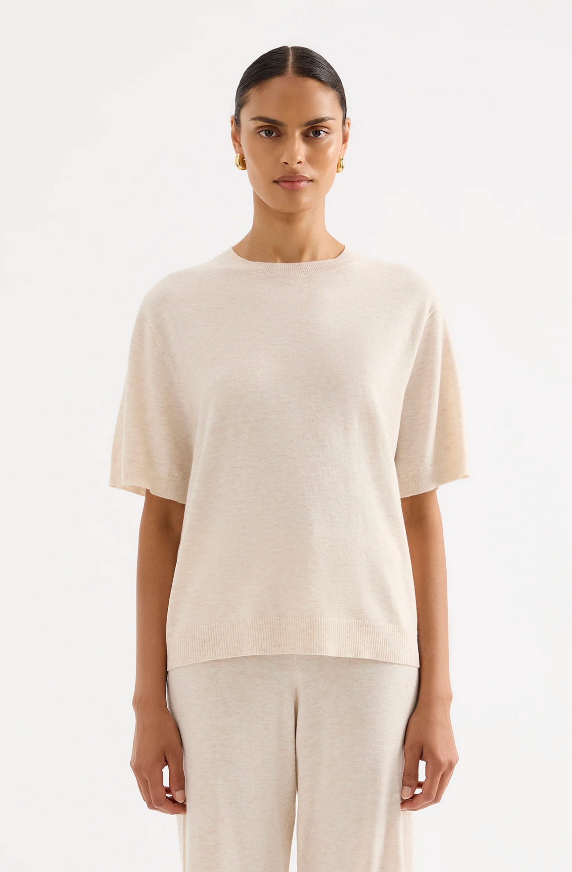 RAE KNIT TEE | CREAM MARLE