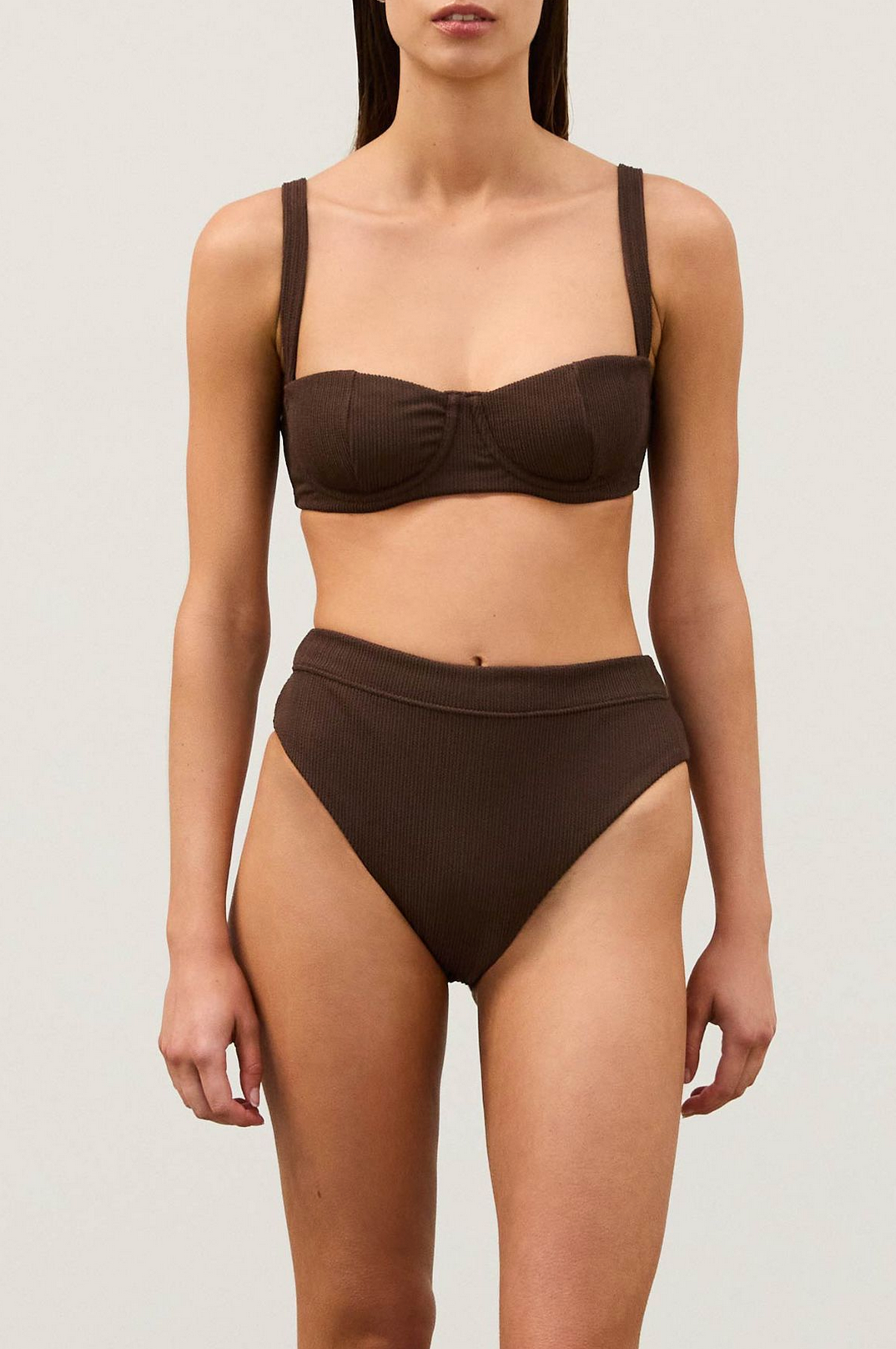 TEXTURED BALCONETTE BRA CUP | COCOA