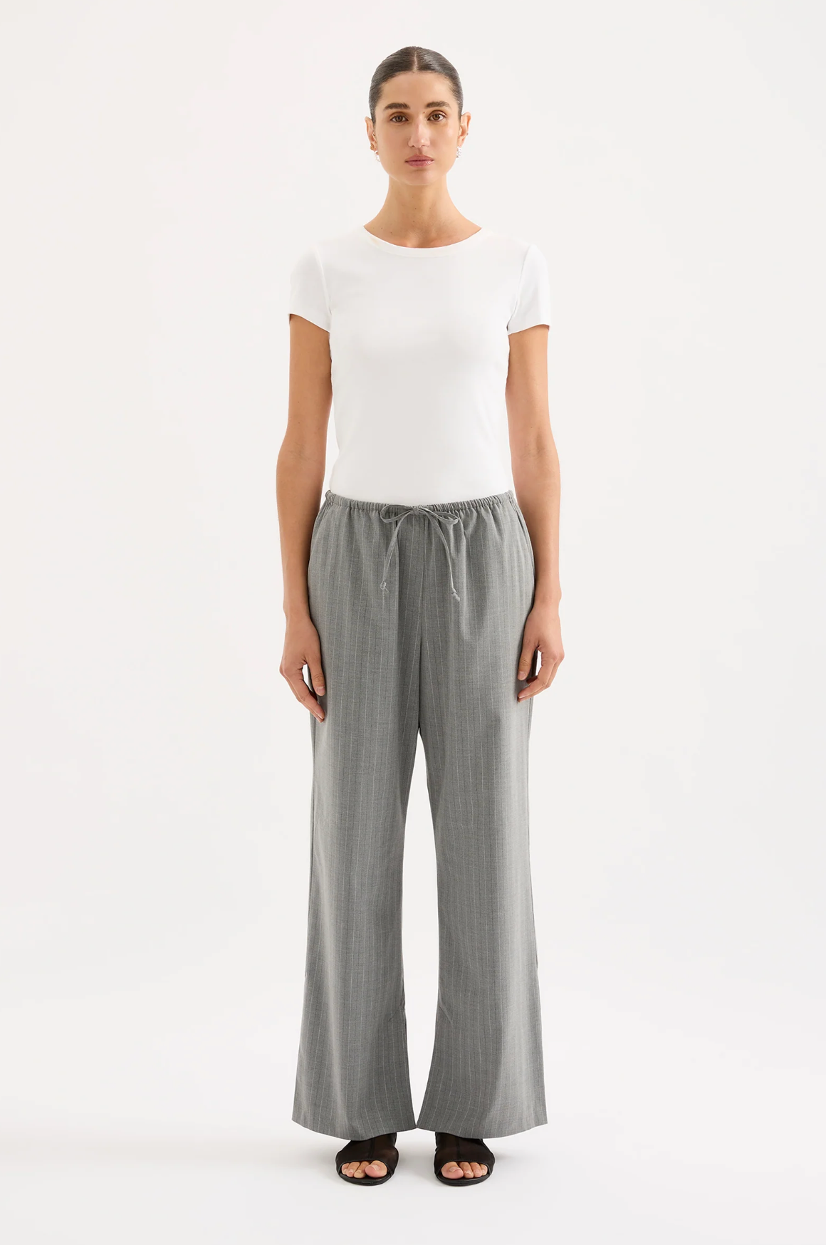 CILIA DRAWSTRING PANT | STEEL STRIPE