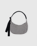 SMALL NYLON CRESCENT BAG | BLACK & WHITE GINGHAM