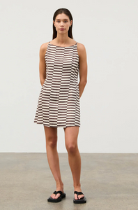 LINEN MINI DRESS | COCOA GRID