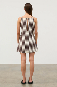 LINEN MINI DRESS | COCOA GRID