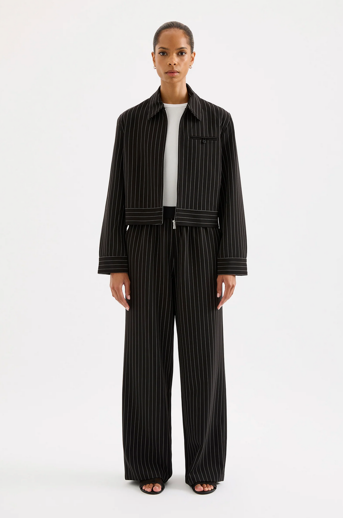 MAEVE PINSTRIPE PANT | BLACK PINSTRIPE