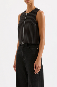 MAEVE PINSTRIPE VEST | BLACK PINSTRIPE