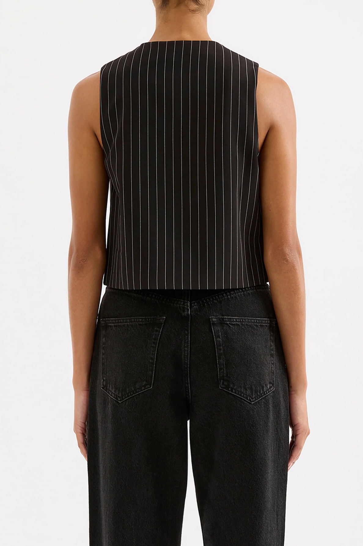 MAEVE PINSTRIPE VEST | BLACK PINSTRIPE