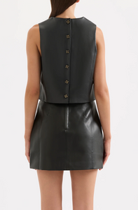 BEAUMONT VEGAN LEATHER TOP | BLACK