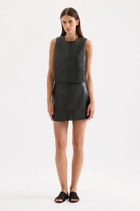 BEAUMONT VEGAN LEATHER TOP | BLACK