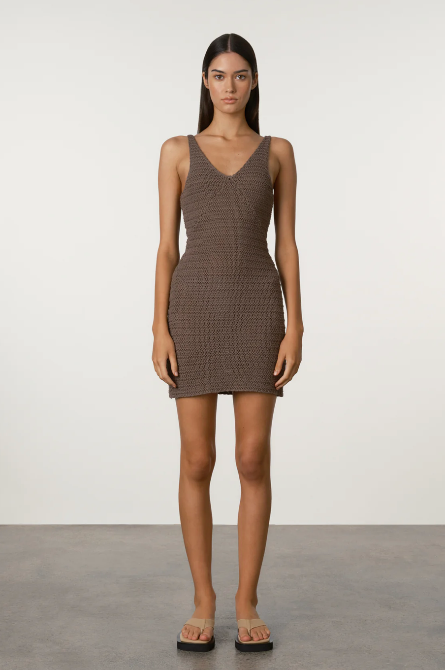 LATTICE KNIT DRESS | CAROB