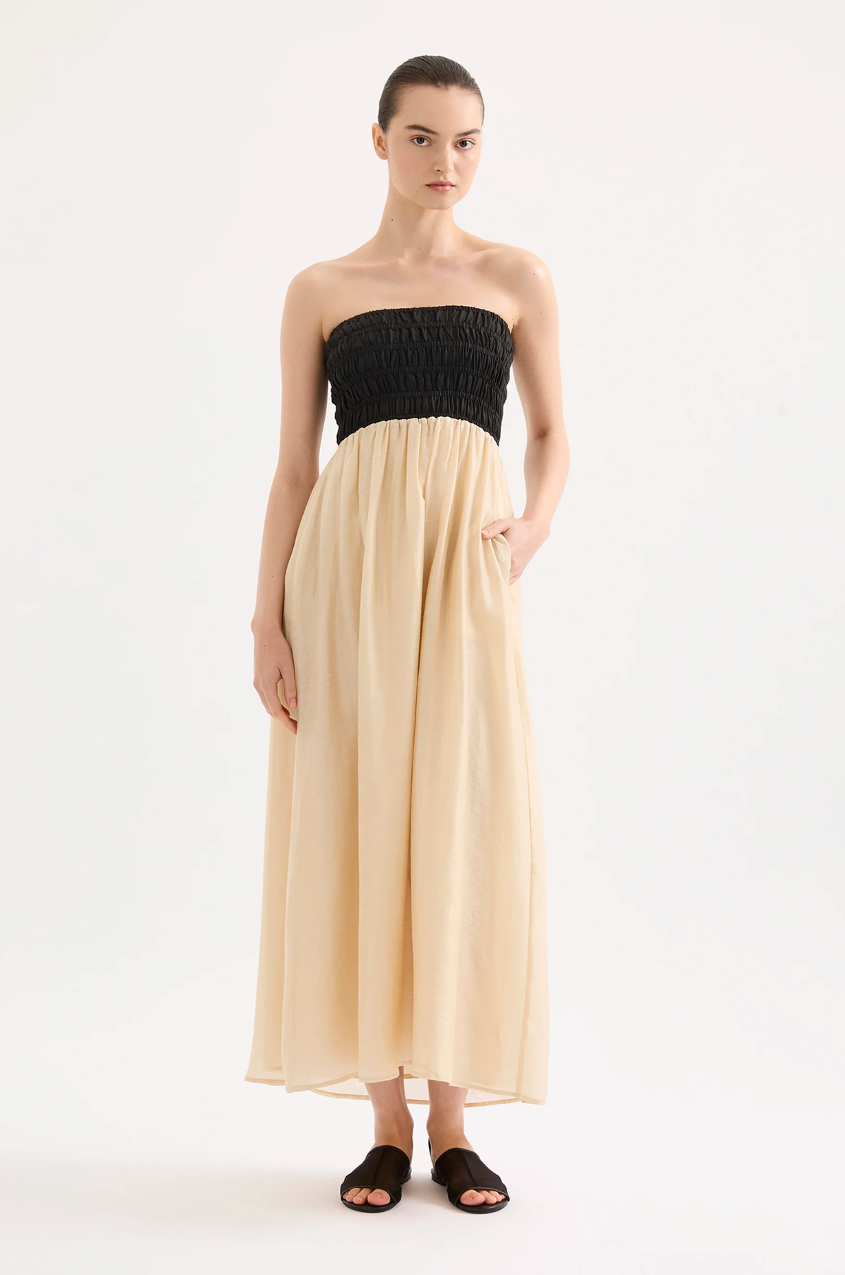 FRANCES SHIRRED MAXI DRESS | CHAMOMILE SPLICE